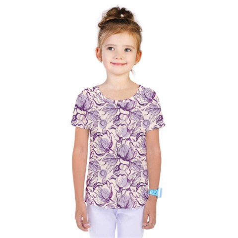 Vegetable Cabbage Purple Flower Kids  One Piece Tee by Mariart