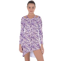 Vegetable Cabbage Purple Flower Asymmetric Cut-out Shift Dress by Mariart