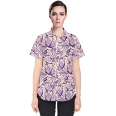 Vegetable Cabbage Purple Flower Women s Short Sleeve Shirt