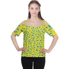 Blue Yellow Space Galaxy Cutout Shoulder Tee