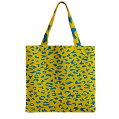 Blue Yellow Space Galaxy Zipper Grocery Tote Bag