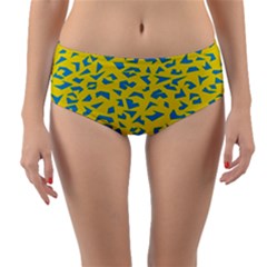 Blue Yellow Space Galaxy Reversible Mid-waist Bikini Bottoms