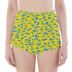 Blue Yellow Space Galaxy High-waisted Bikini Bottoms