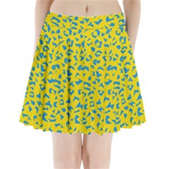 Blue Yellow Space Galaxy Pleated Mini Skirt