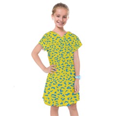 Blue Yellow Space Galaxy Kids  Drop Waist Dress by Mariart