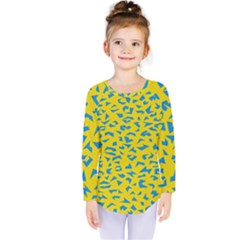 Blue Yellow Space Galaxy Kids  Long Sleeve Tee