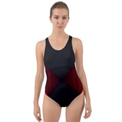 Black Red Door Cut-out Back One Piece Swimsuit