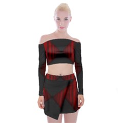 Black Red Door Off Shoulder Top With Skirt Set