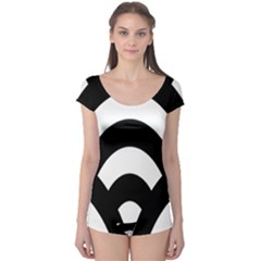 Circle White Black Boyleg Leotard 