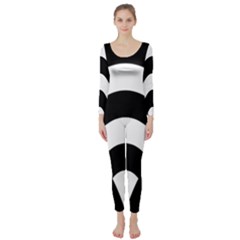 Circle White Black Long Sleeve Catsuit