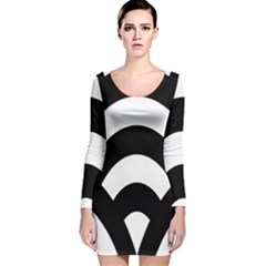 Circle White Black Long Sleeve Velvet Bodycon Dress by Mariart