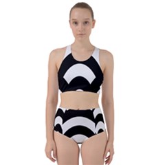 Circle White Black Racer Back Bikini Set