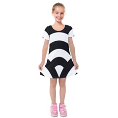 Circle White Black Kids  Short Sleeve Velvet Dress