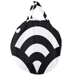 Circle White Black Giant Round Zipper Tote