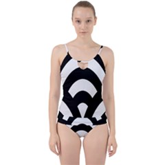 Circle White Black Cut Out Top Tankini Set