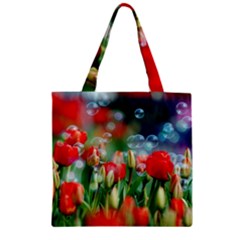 Colorful Flowers Zipper Grocery Tote Bag