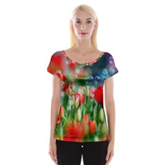 Colorful Flowers Cap Sleeve Tops by Mariart