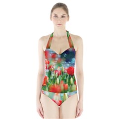 Colorful Flowers Halter Swimsuit by Mariart