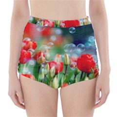 Colorful Flowers High-waisted Bikini Bottoms