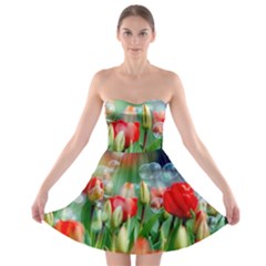 Colorful Flowers Strapless Bra Top Dress by Mariart