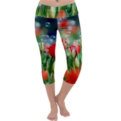 Colorful Flowers Capri Yoga Leggings by Mariart