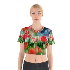 Colorful Flowers Cotton Crop Top