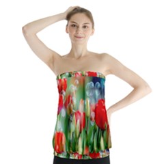 Colorful Flowers Strapless Top