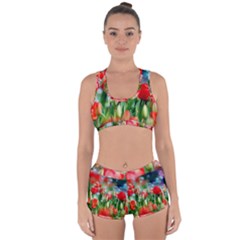 Colorful Flowers Racerback Boyleg Bikini Set