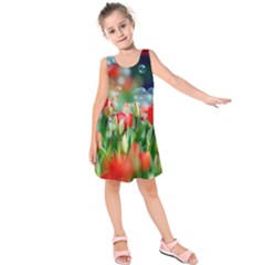 Colorful Flowers Kids  Sleeveless Dress