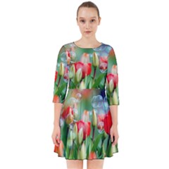 Colorful Flowers Smock Dress