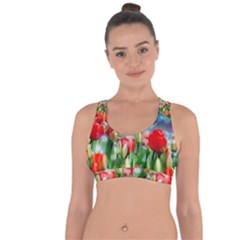 Colorful Flowers Cross String Back Sports Bra