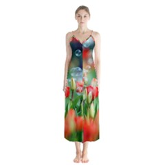 Colorful Flowers Button Up Chiffon Maxi Dress by Mariart