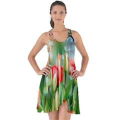 Colorful Flowers Show Some Back Chiffon Dress