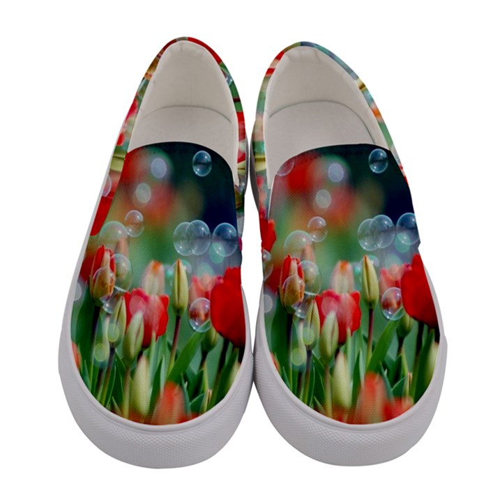 Colorful Flowers Women s Canvas Slip Ons