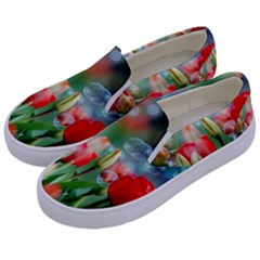 Colorful Flowers Kids  Canvas Slip Ons