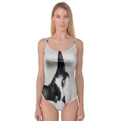 Cat Face Cute Black White Animals Camisole Leotard  by Mariart