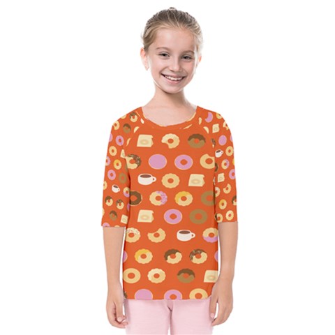 Coffee Donut Cakes Kids  Quarter Sleeve Raglan Tee by Mariart