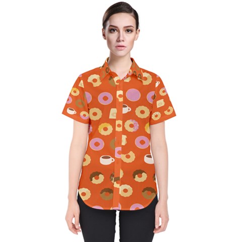 Coffee Donut Cakes Women s Short Sleeve Shirt by Mariart