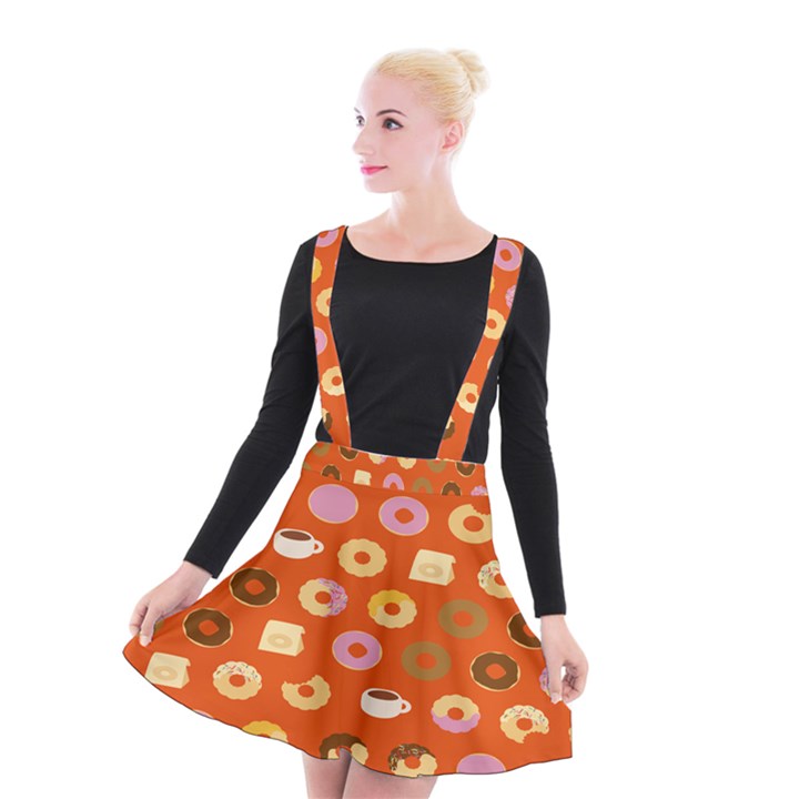 Coffee Donut Cakes Suspender Skater Skirt