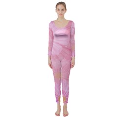 Cosmos Flower Floral Sunflower Star Pink Frame Long Sleeve Catsuit by Mariart