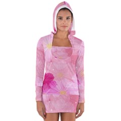 Cosmos Flower Floral Sunflower Star Pink Frame Long Sleeve Hooded T-shirt by Mariart