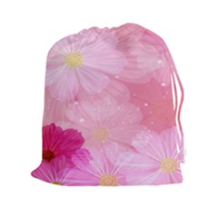 Cosmos Flower Floral Sunflower Star Pink Frame Drawstring Pouches (xxl)