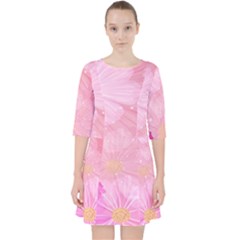 Cosmos Flower Floral Sunflower Star Pink Frame Pocket Dress by Mariart