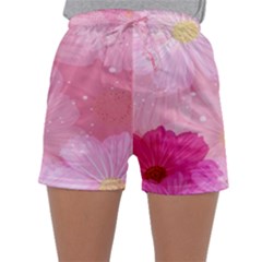 Cosmos Flower Floral Sunflower Star Pink Frame Sleepwear Shorts by Mariart