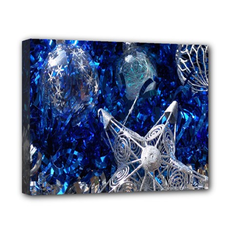 Christmas Silver Blue Star Ball Happy Kids Canvas 10  x 8 