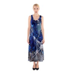 Christmas Silver Blue Star Ball Happy Kids Sleeveless Maxi Dress