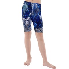 Christmas Silver Blue Star Ball Happy Kids Kids  Mid Length Swim Shorts