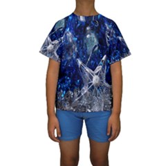 Christmas Silver Blue Star Ball Happy Kids Kids  Short Sleeve Swimwear