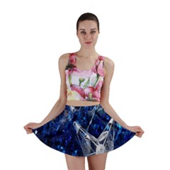 Christmas Silver Blue Star Ball Happy Kids Mini Skirt