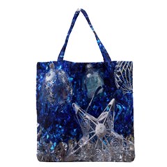 Christmas Silver Blue Star Ball Happy Kids Grocery Tote Bag